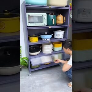 Portable Storage Rack with pocket doors kitchen Rack Home useful products 😍