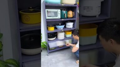 Portable Storage Rack with pocket doors kitchen Rack Home useful products 😍