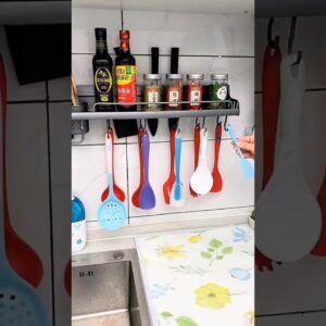 Amazon wall mounted spatula organiser rack online available 😍 kitchen products