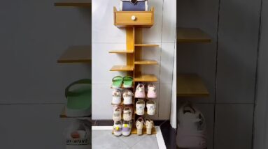 portable slim shape wooden shoes organiser rack online available 😍