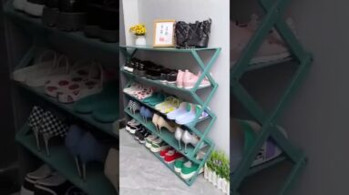 Foldable shoes organiser rack online available 😍